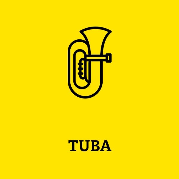 Symbol einer Tuba mit Aufschrift Tuba