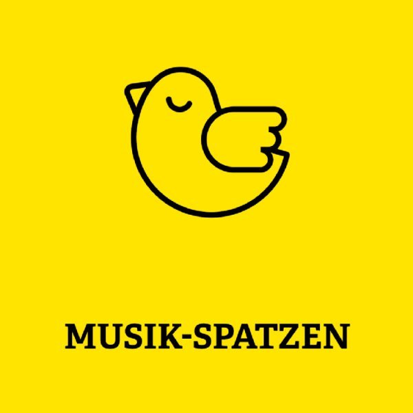 Symbole eines Vogels mit Aufschrift Musik-Spatzen