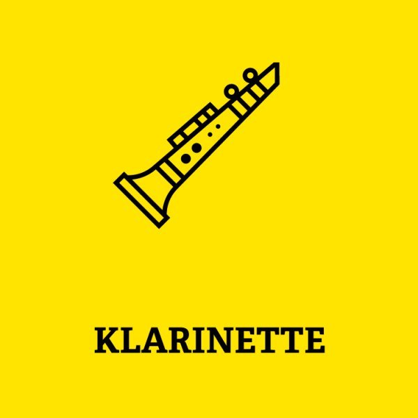 Symbole einer Klarinette mit Aufrschrift Klarinette