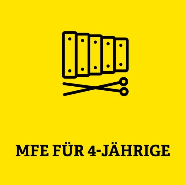 Symbole eines Glockenspiels mit Aufschrift MFE für 4-Jährige