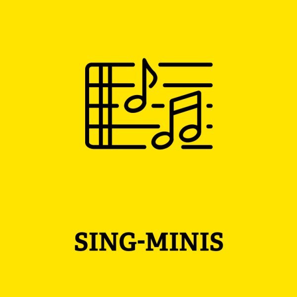 Symbole eines Notenbuchs mit Aufschrift Sing-Minis
