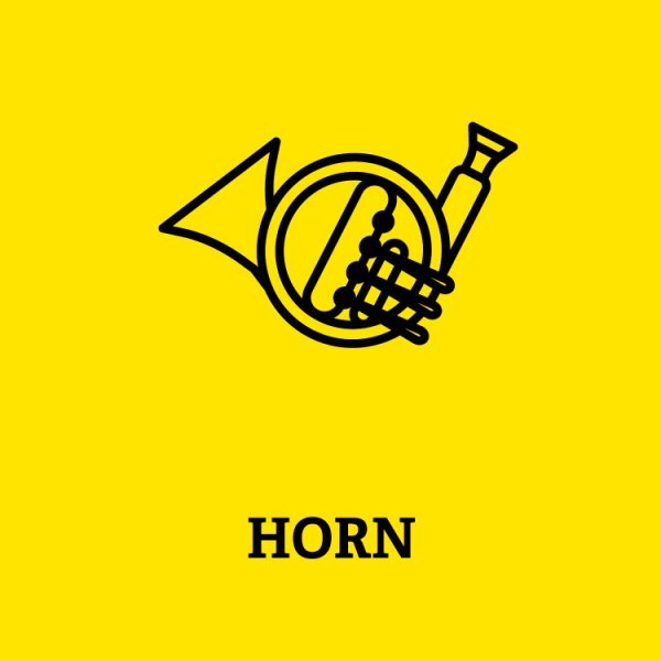 Symbol eines Horns mit Aufschrift Horn