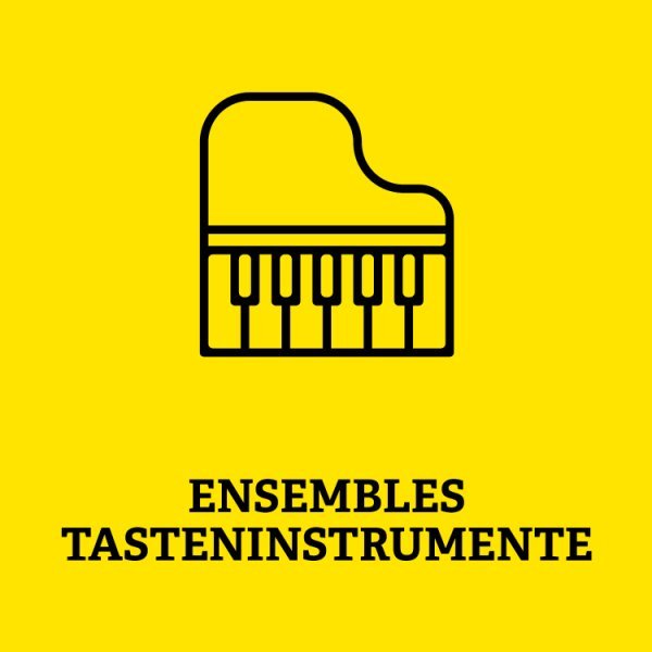 Symbole eines Klaviers mit Aufschrift Ensembles Tasteninstrumente