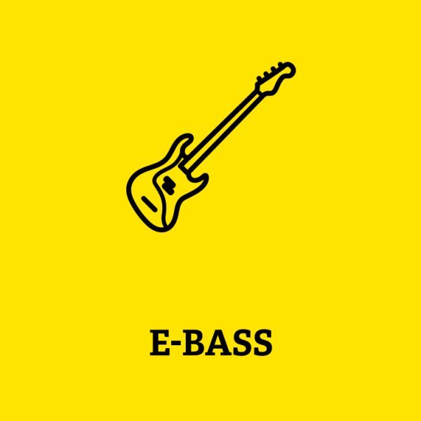 Symbole eines E-Basses mit Aufrschrift E-Bass