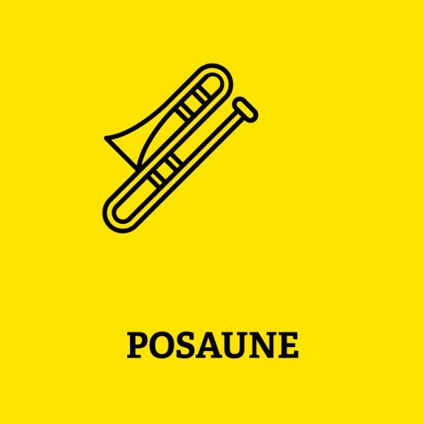 Symbole einer Posaune mit Aufschrift Posaune