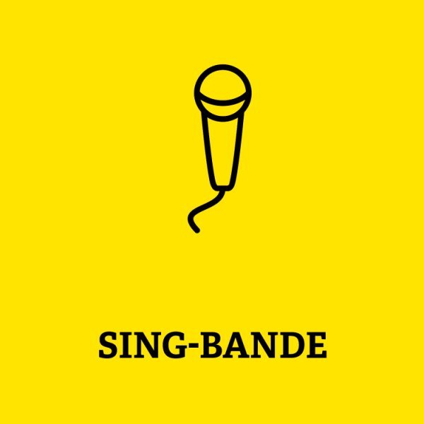 Symbole eines Microphone mit Aufschrift Sing-Bande