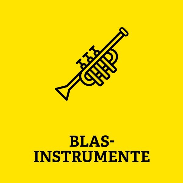 Trompete und Aufschrift Blasinstrumente