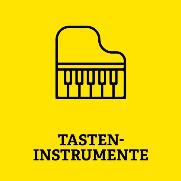 Klavier mit der Aufschrift Tasteninstrumente