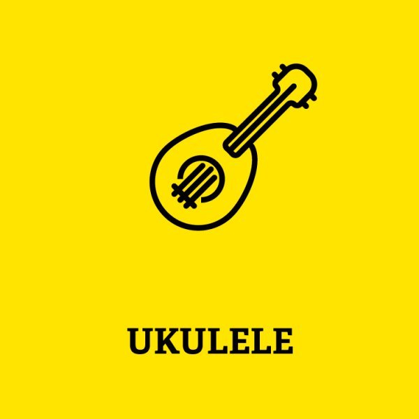 Symbole einer Ukulele mit Aufschrift Ukulele