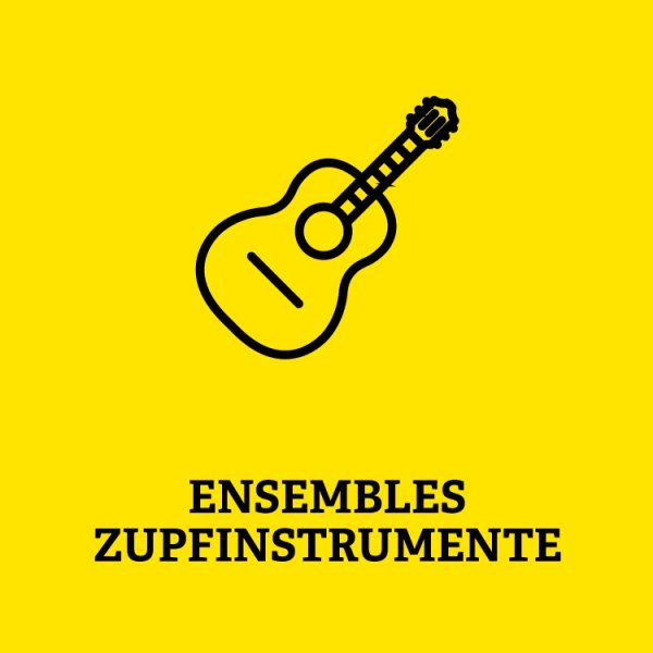 Symbole eines Gitarre mit Aufschrift Ensembles Zupfinstrumente