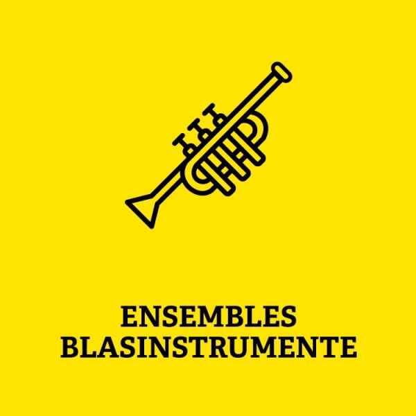 Symbole einer Trompete mit Aufschrift Ensembles Blasmusik