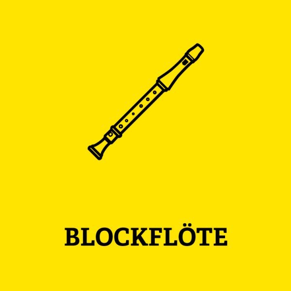 Symbol einer Blockflöte mit Aufschrift Blockflöte