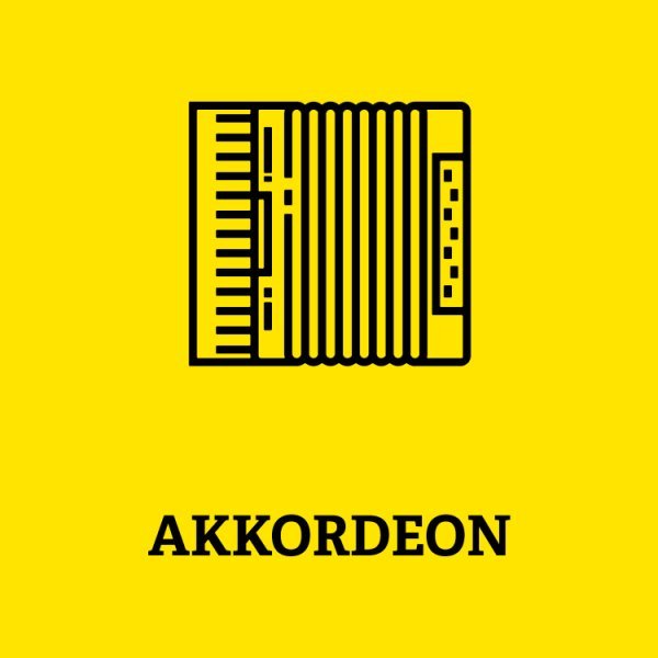 Symbol eines Akkordeon mit der Unterüberschirft Akkordeon